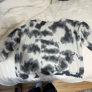 Free People Black and White Tie-Dye Sweatshirt